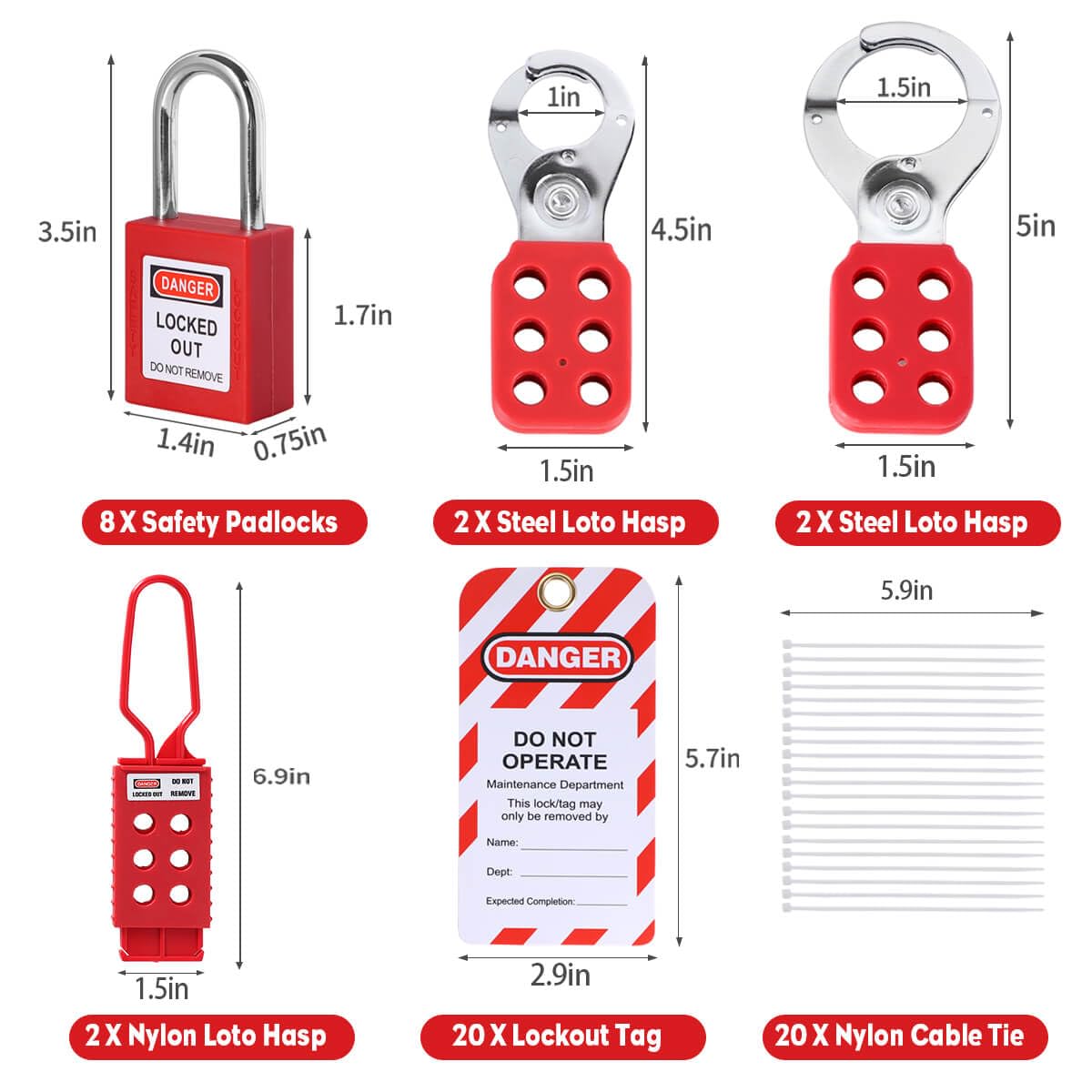 Lockout Tagout Kit, Electrical Loto Kit with Clamp-On Circuit Breaker Lockout, Lock Out Tags, Lockout Safety Padlocks, Lock Out Tag Out Kits for Vehicles/Automotive in Electrical/Industrial/Mechanical