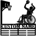Custom Wheelchair Basketball Medal Holder LED Light, Wheelchair Basketball Player Name Medal Hanger Display, Rack For Tiered Award Ribbon, Metal Sign Gift For Athlete