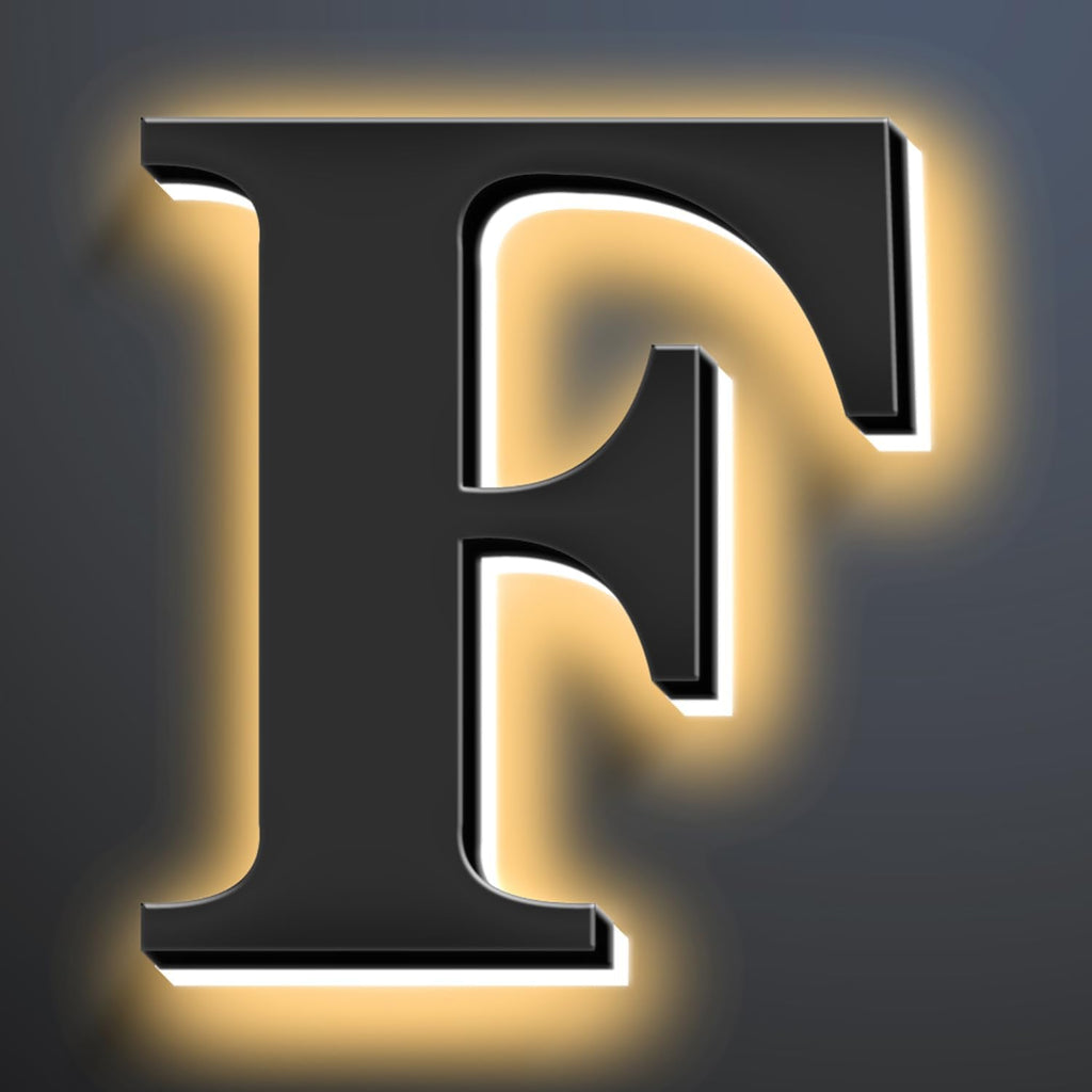 Backlit Illuminated LED Home Address Numbers 18 Inch, Modern Lighted Up Address Signs Make A Statement, Large Stainlesss Steels House Numbers With LED Lights,F