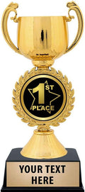 Crown Awards Personalized First Place Trophy, 7.25' Gold Cup First Place Trophies with Free Custom Engraving Prime