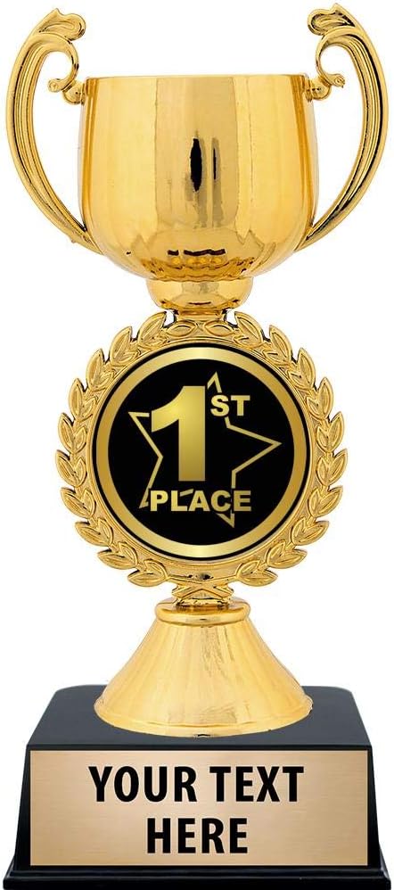 Crown Awards Personalized First Place Trophy, 7.25' Gold Cup First Place Trophies with Free Custom Engraving Prime