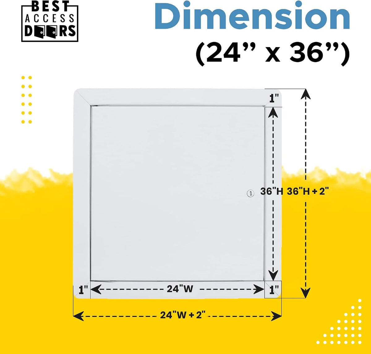 BEST BA-AHD 24' x 36' Metal Access Panel with Concealed Pin Hinge, LEED Compliant 16-Gauge Steel Access Door for Non-Rated Drywall/Ceilings, White Drywall Panel with Rounded Corners, Screwdriver Latch