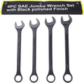 4PC Jumbo Combination Wrench Set, SAE, 2-1/8', 2-1/4', 2-3/8', 2-1/2 inch, Extra Large Combination Wrench Sets, Black Oxide Finish with Pouch (4PC-SAE)