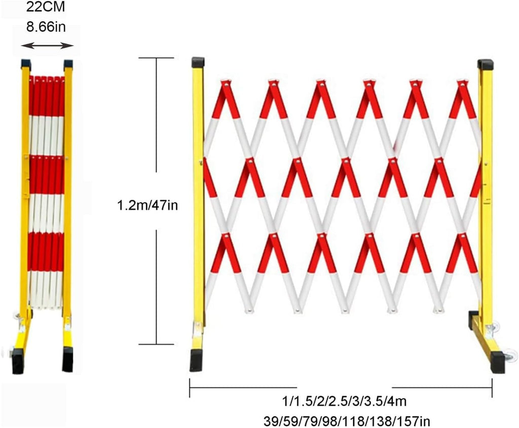Adjustable Expandable Barricade 3.9 Ft Folding Metal Scissor Gate with Casters, Retractable Traffic Fence 47x98in, Portable Safety Barrier for Crowd Control (Rosso)