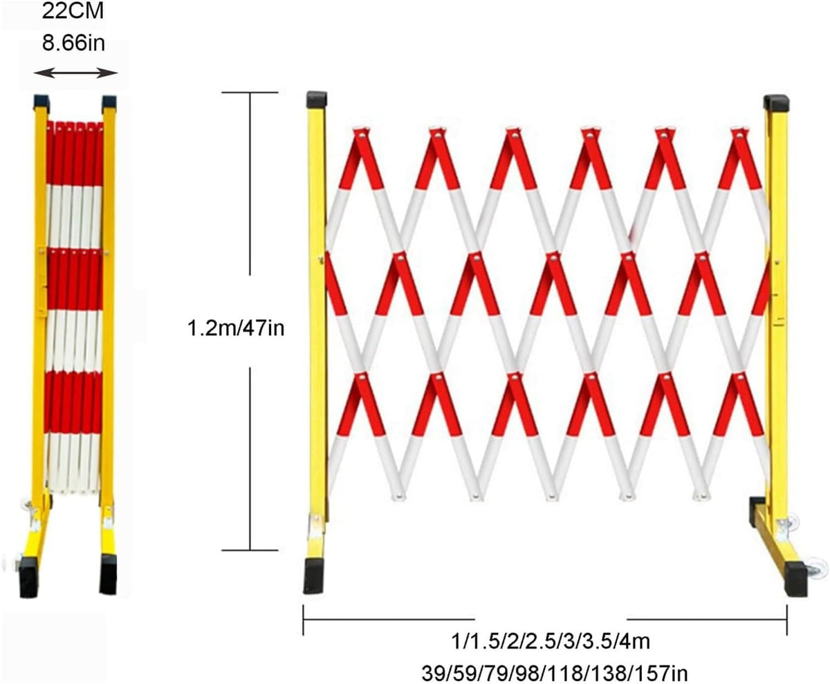 Adjustable Expandable Barricade 3.9 Ft Folding Metal Scissor Gate with Casters, Retractable Traffic Fence 47x98in, Portable Safety Barrier for Crowd Control (Rosso)