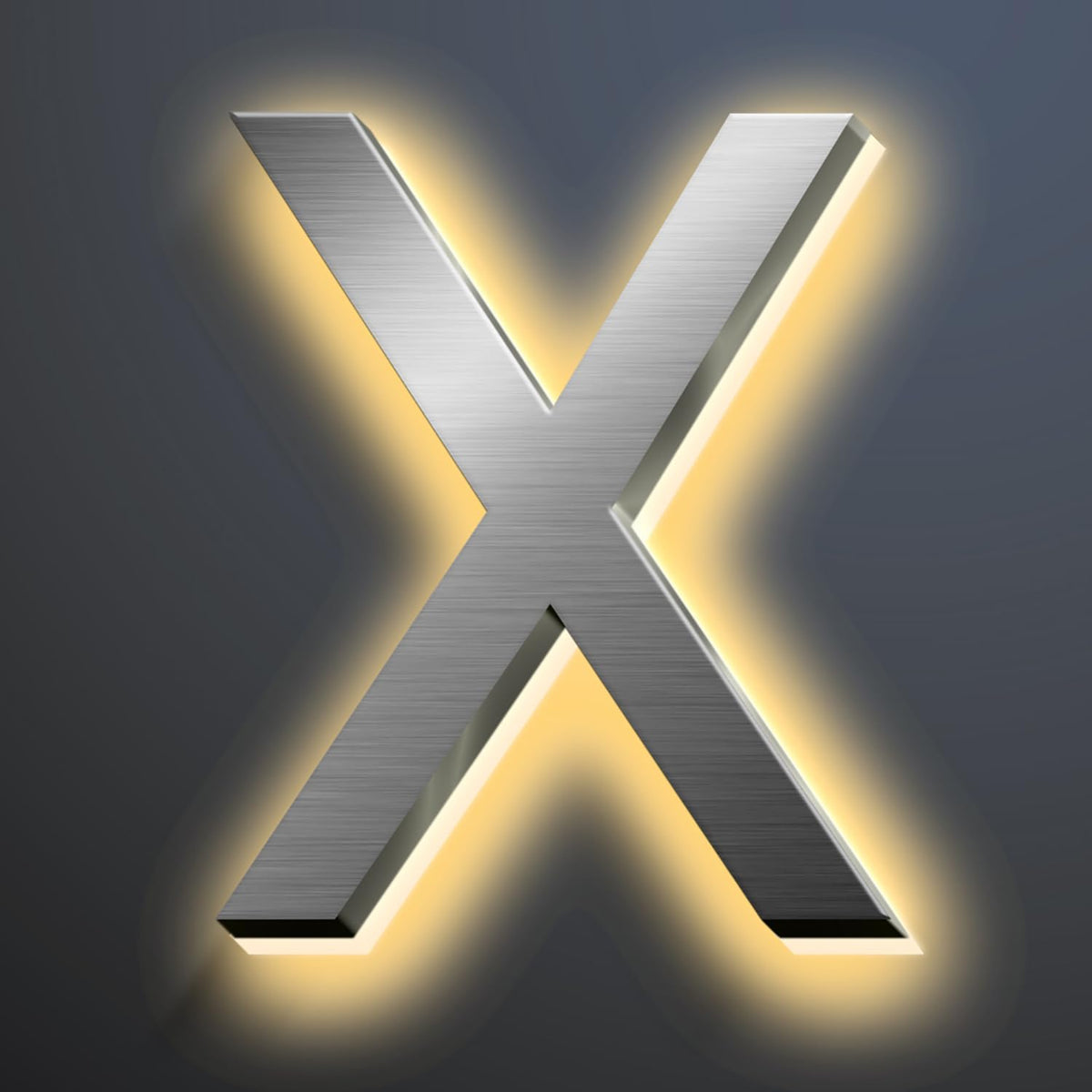 Backlit Illuminated LED House Numbers For Outside 16 Inch, Lighted Address Signs For House, Large Modern Illuminated Address Number, Brushed Silver, Warm White Light,X