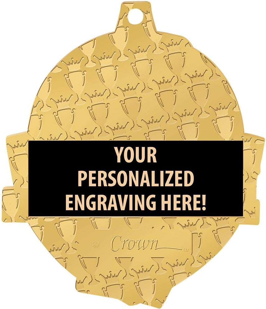 Crown Awards 2 1/4' Royal Football Medals, Shiny Gold Football Medals with Free Engraving Prime