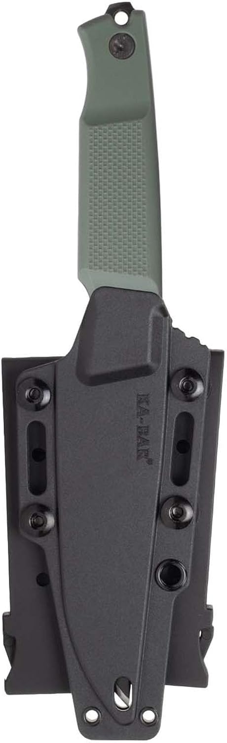 KA-BAR Apex Fixed Blade Knife 3.9' Clip Point D2 Black PVD Blade Glass Filled Nylon Handle Green
