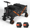 WISELD GT3 2WD Electric Wagon Cart with Seats*2 Batterys*2, All Terrain Wheels 551lbs Large Capacity Multi-Purpose Wagon for Grocery Shopping, Sports, Garden and Camping