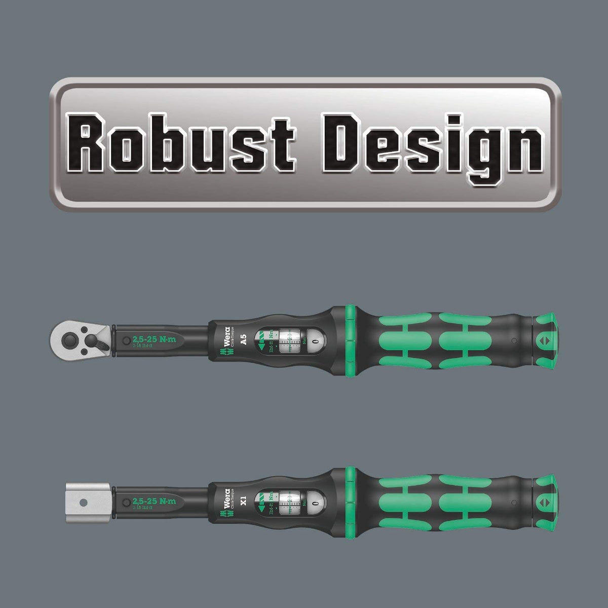 Wera - 5075611001 'Click-Torque B 2 torque wrench with reversible ratchet, 3/8'' x 20-100 Nm', black/green