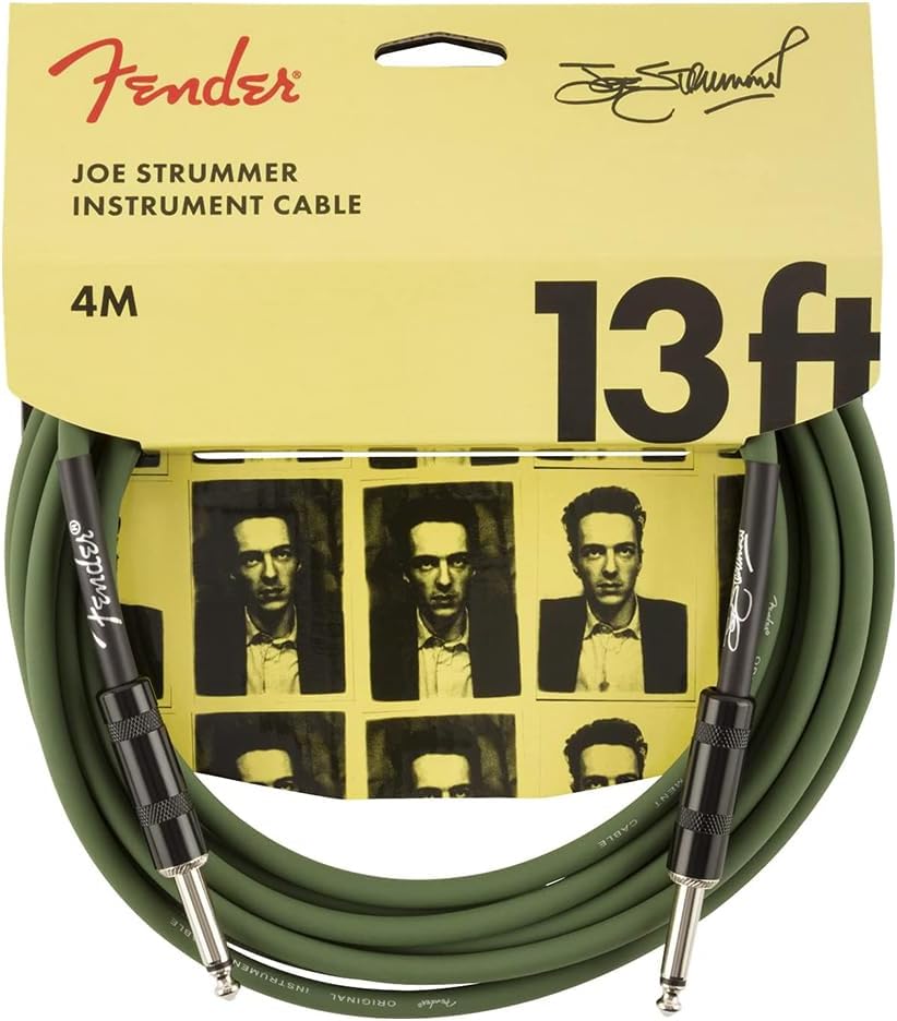 Fender Acoustic Junior Guitar Amplifier Bundle with Fender Joe Strummer Instrument Cable, (13ft) Straight/Straight, Drab Green