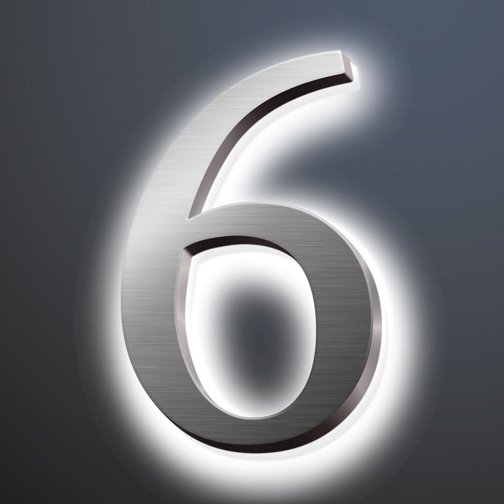 Backlit LED Illuminated House Address Numbers 20', Lighted House Numbers For A Safe And Modern, Large Modern Illuminated Address Numbers For Outside Street Yard,6