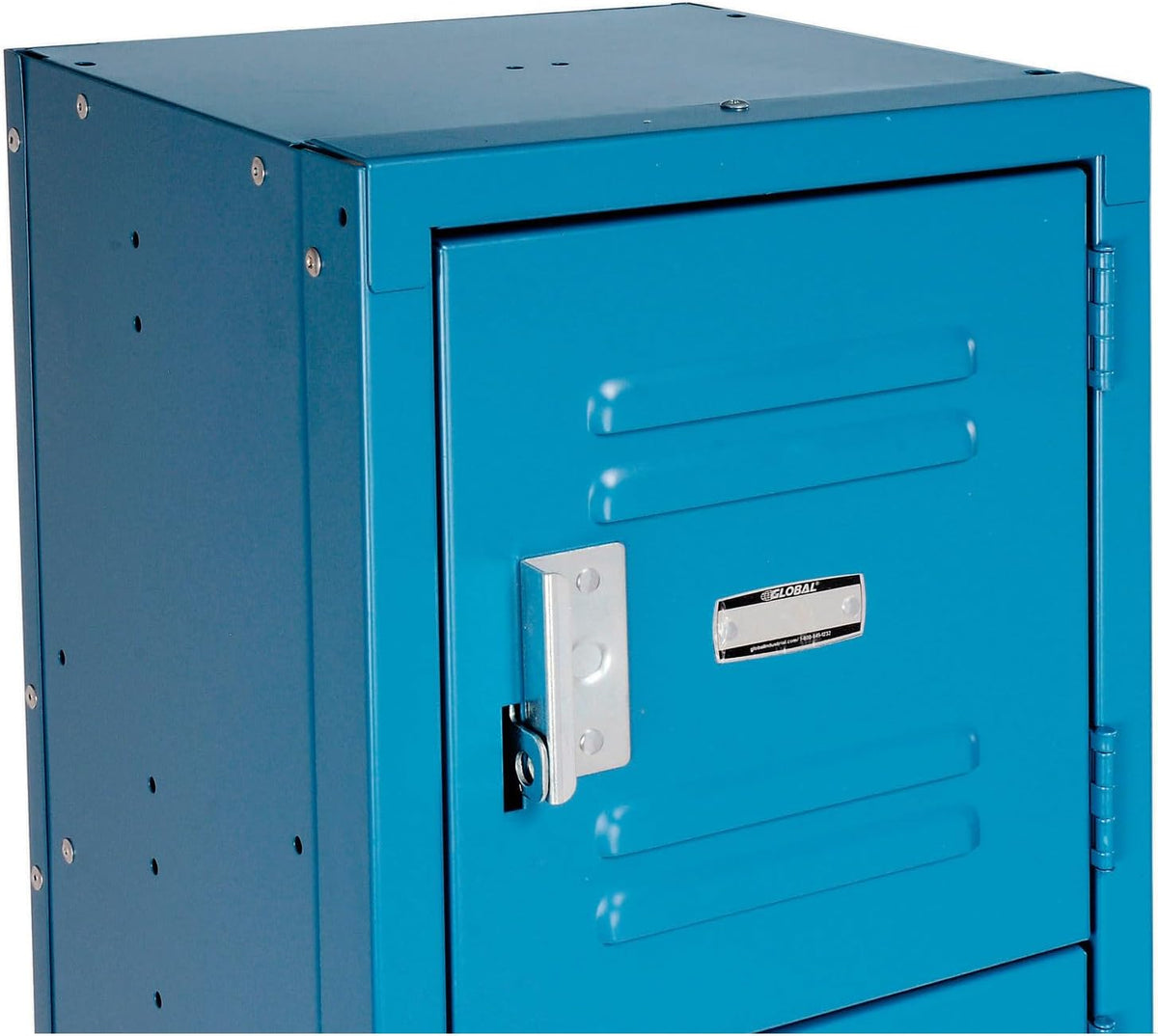 Global Industrial One-Wide Six-Tier Locker with Padlock Hasp, 12' W x 15' D x 78' H, 6 Doors, 12'x15'x12' Compartment Size, 16 Gauge Steel Construction, Unassembled, Blue