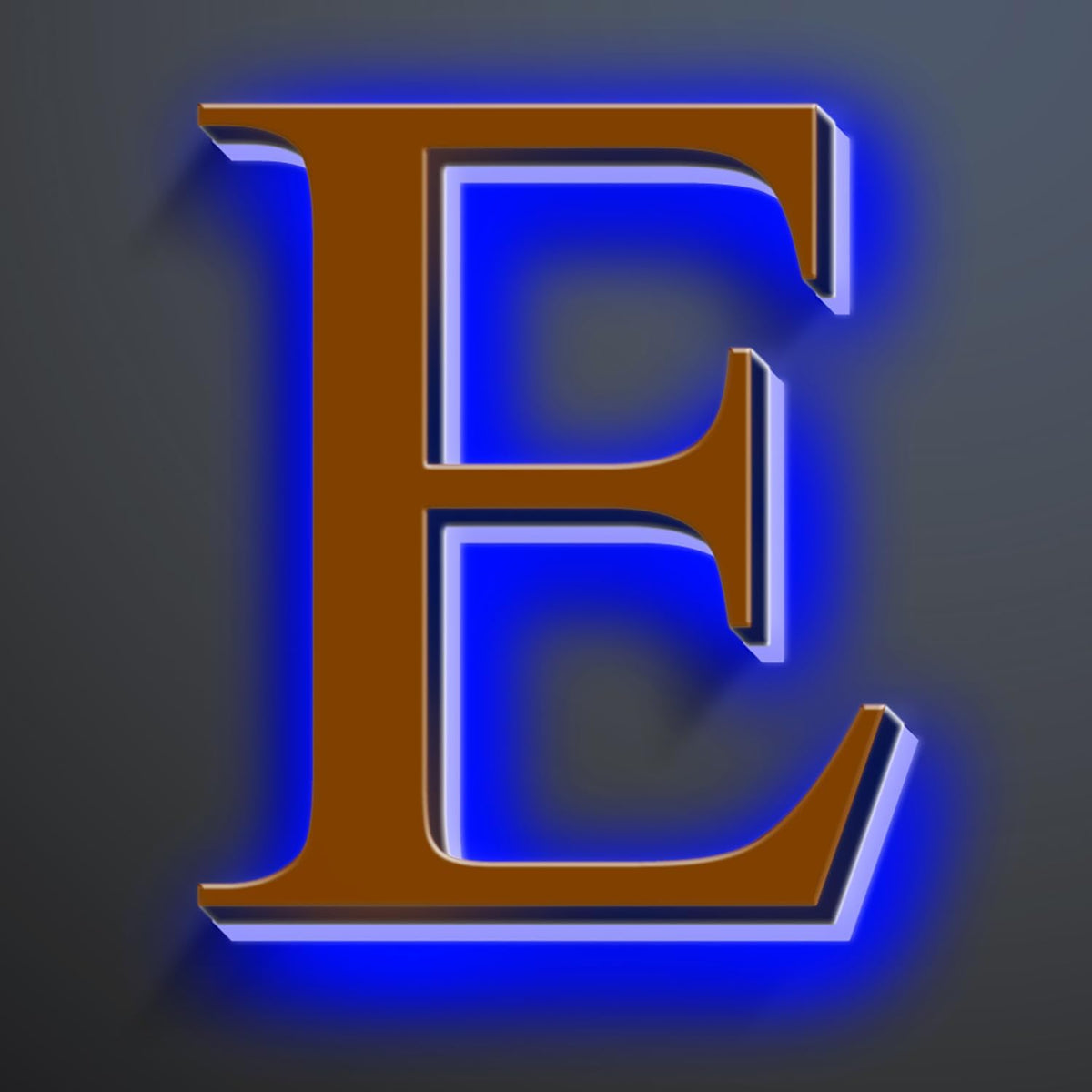 Large Backlit LED House Numbers 16 Inch, Stainless Steel Hand-Polished For Lighted House Address Signs, Modern Illuminated LED Home Address Numbers, Brown, Blue Light,E