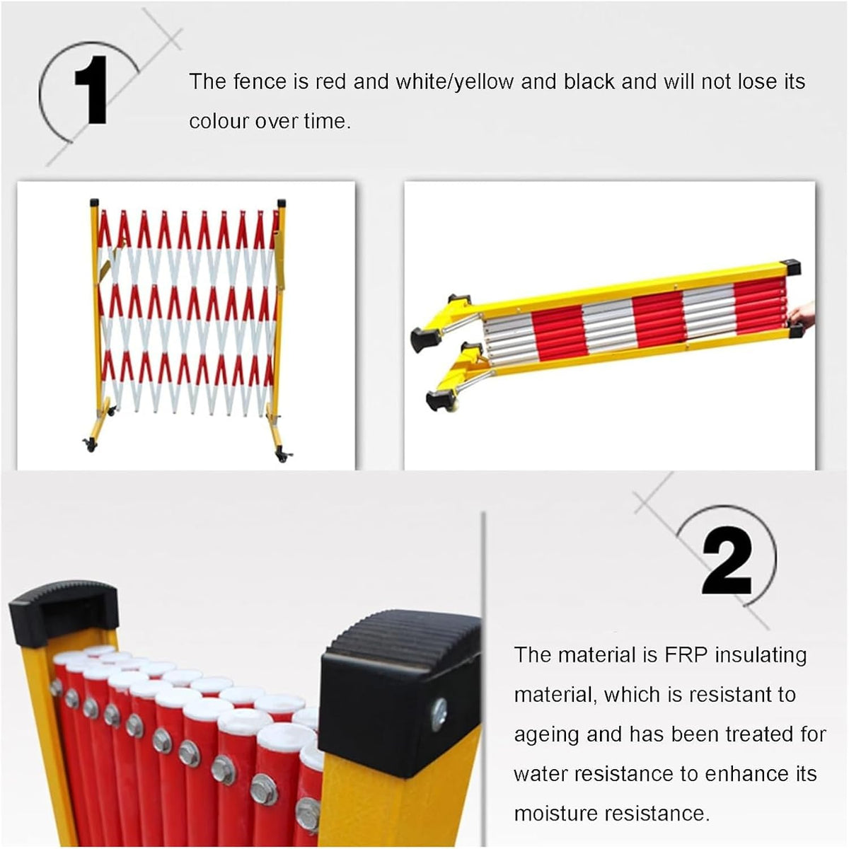 Portable Expandable Barricade 3.9 Ft Adjustable Scissor Gate with Casters, Metal Retractable Traffic Fence, Folding Safety Barrier (Rosso, 47x39in)
