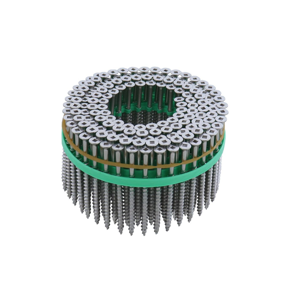 Muro #10 x 3 Twinfast Coarse Thread Bugle Head #2 Square Drive Sharp Point Screw Tip, Stainless Steel (Type 316) Coating- Coil 900 pc for Wood to Wood
