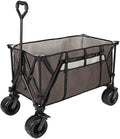 Garden Carts,Dark Gray Collapsible Wagon,Sports Outdoor Utility Wagon Garden Wagon Sports Heavy Duty Steel Frame Foldable Yard Car and 90Kg Load