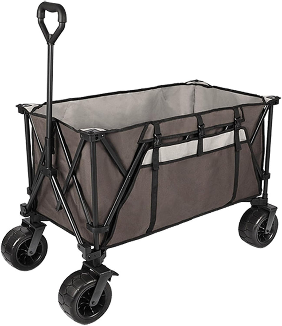 Garden Carts,Dark Gray Collapsible Wagon,Sports Outdoor Utility Wagon Garden Wagon Sports Heavy Duty Steel Frame Foldable Yard Car and 90Kg Load