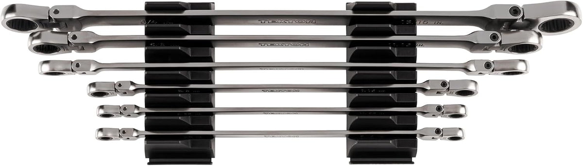 TEKTON Long Flex Head 12-Point Ratcheting Box End Wrench Set with Modular Organizers, 6-Piece (1/4-13/16 in.) | WRB96300