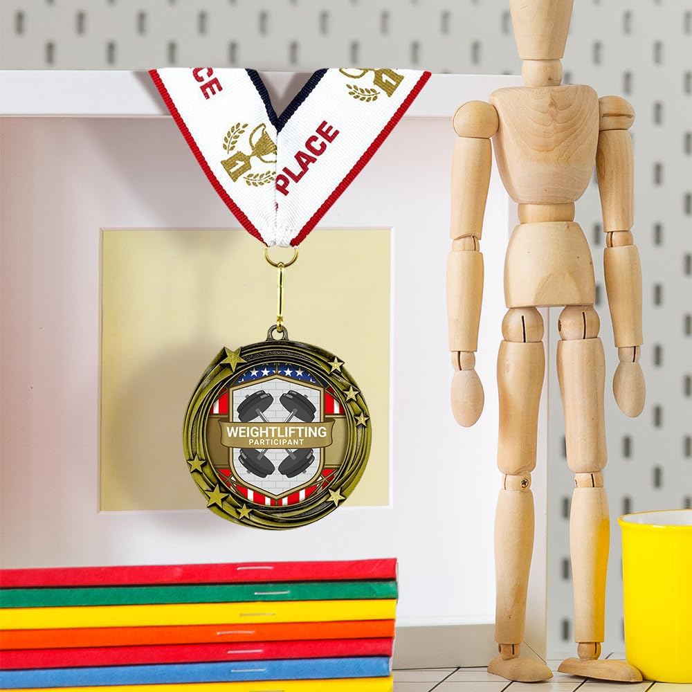 All Quality Stars Design Weightlifting Medal | Competition Metal Medal - 1st, 2nd, 3rd Place