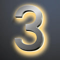 Backlit Illuminated LED House Numbers For Outside 16 Inch, Lighted Address Signs For House, Large Modern Illuminated Address Number, Brushed Silver, Warm White Light,3