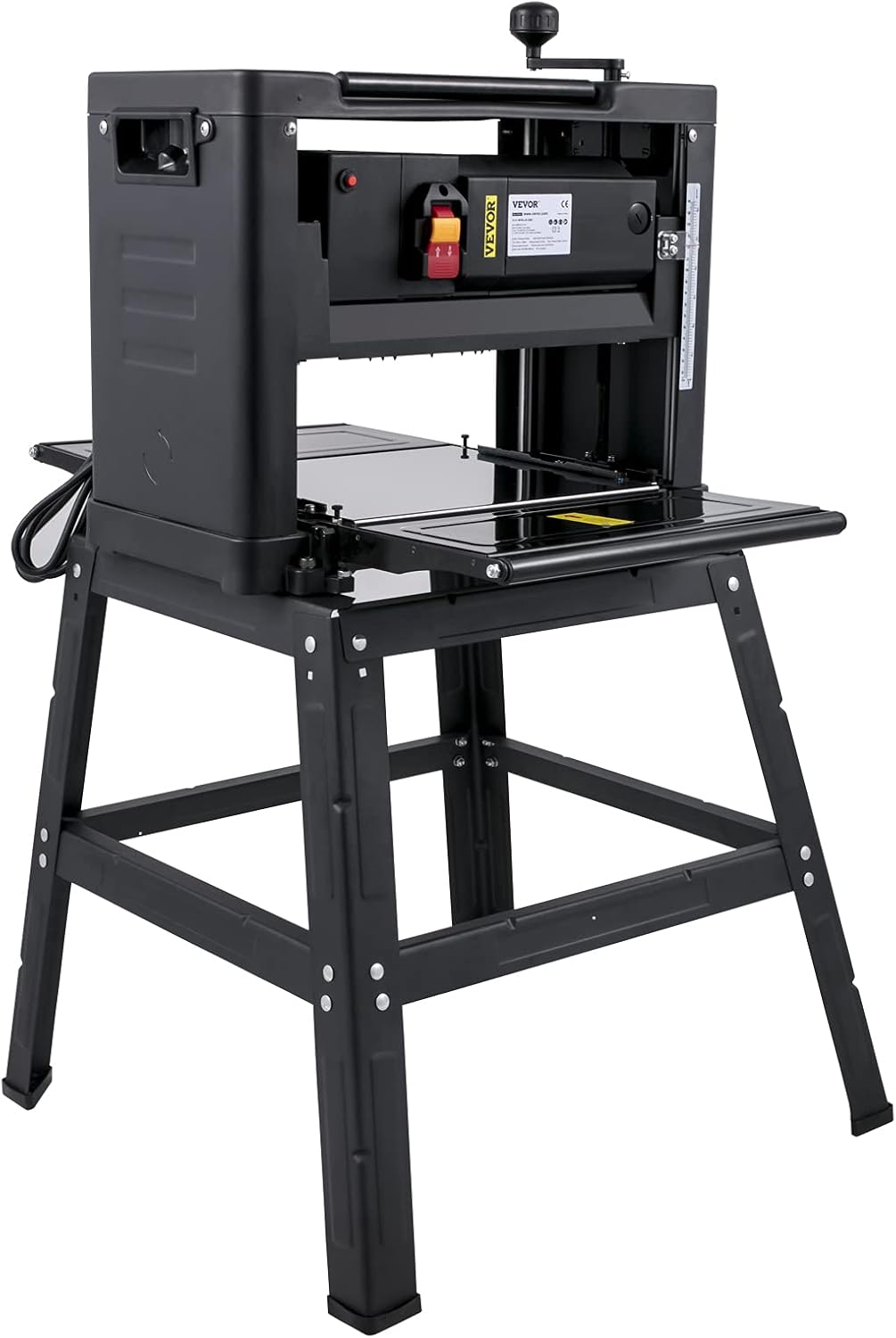 VEVOR Thickness Planer 12.5 inch Wood Planer Foldable 1500W Thickness Planer Woodworking 315'/min Feed Rate Double Cutter Benchtop Thickness Planer with Dust Exhaust Interface Stand for Woodworking