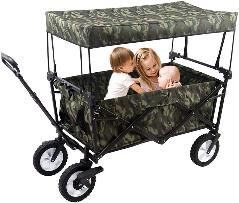 Trolley Foldable Multi-Purpose Travel Sports Outdoor Trolley with a Canopy Large Capacity of 80KG and a Tiltable Handle Used for Shopping in Various Places (B)