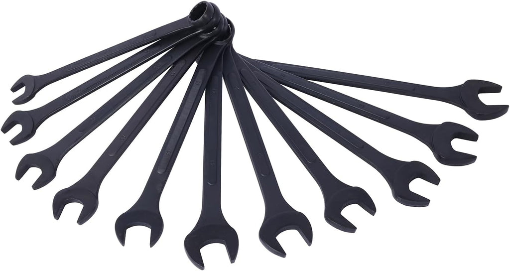11PC Jumbo Combination Wrench Set, Metric, 34-50mm, Extra Large Combination Wrench Sets, Black Oxide Finish with Pouch (11PC-Metric)