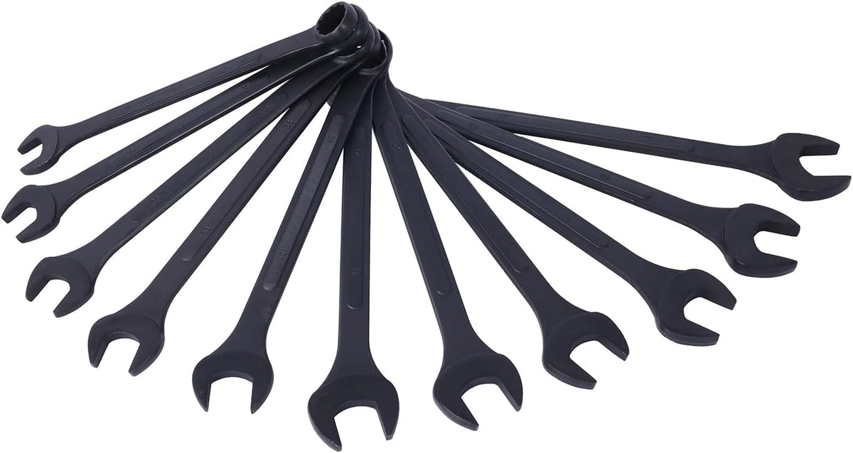 11PC Jumbo Combination Wrench Set, Metric, 34-50mm, Extra Large Combination Wrench Sets, Black Oxide Finish with Pouch (11PC-Metric)