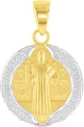 Jewelry America 14K Yellow Gold Polished and Satin St Benedict Medal Charm Saint Pendant