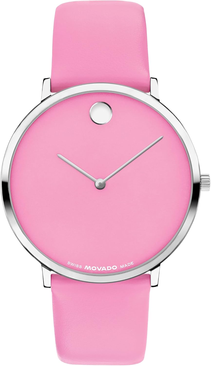 Movado Modern 47 Men's Quartz Watch – 40mm Round Case, Leather Strap – Gift for Him