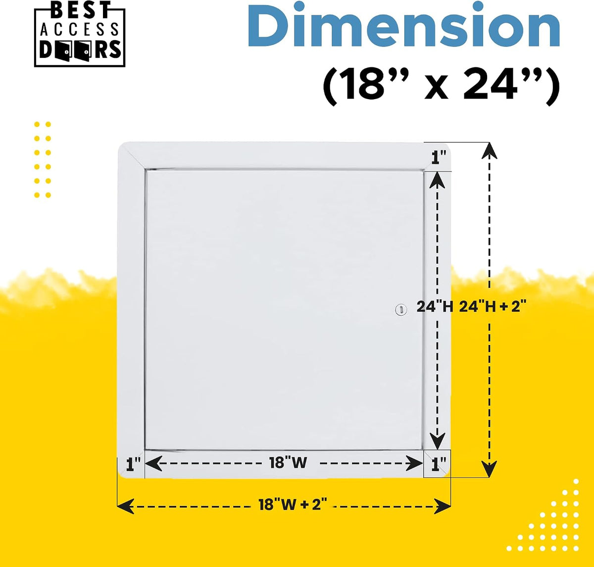 BEST BA-AHD 18' x 24' Metal Access Panel with Concealed Pin Hinge, LEED Compliant 16-Gauge Steel Access Door for Non-Rated Drywall/Ceilings, White Drywall Panel with Rounded Corners, Screwdriver Latch