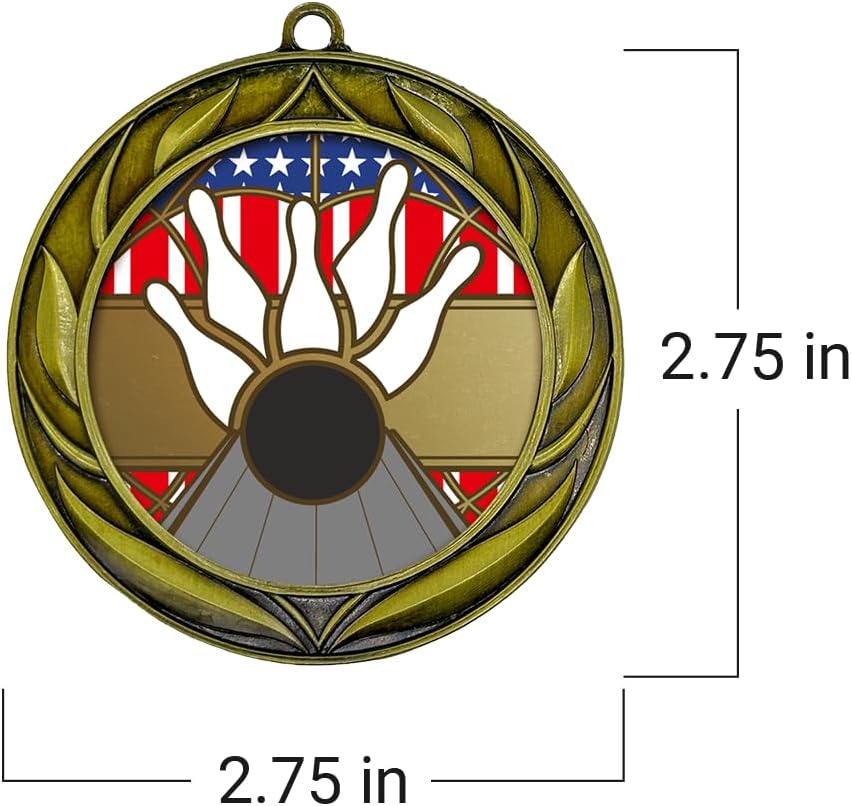All Quality Bowling Wreath Design Medal - 1st, 2nd, 3rd Place