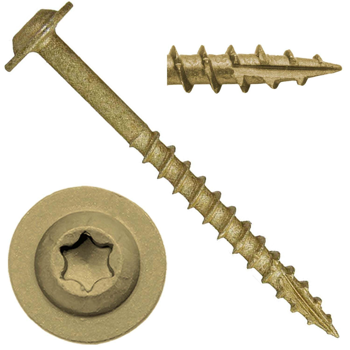 8 x 2 Bronze Star Multipurpose Exterior Coated - Torx/Star Drive - Modified Truss Head Cabinet Wood Screws - 5 Pound CASE 6,240 Screws