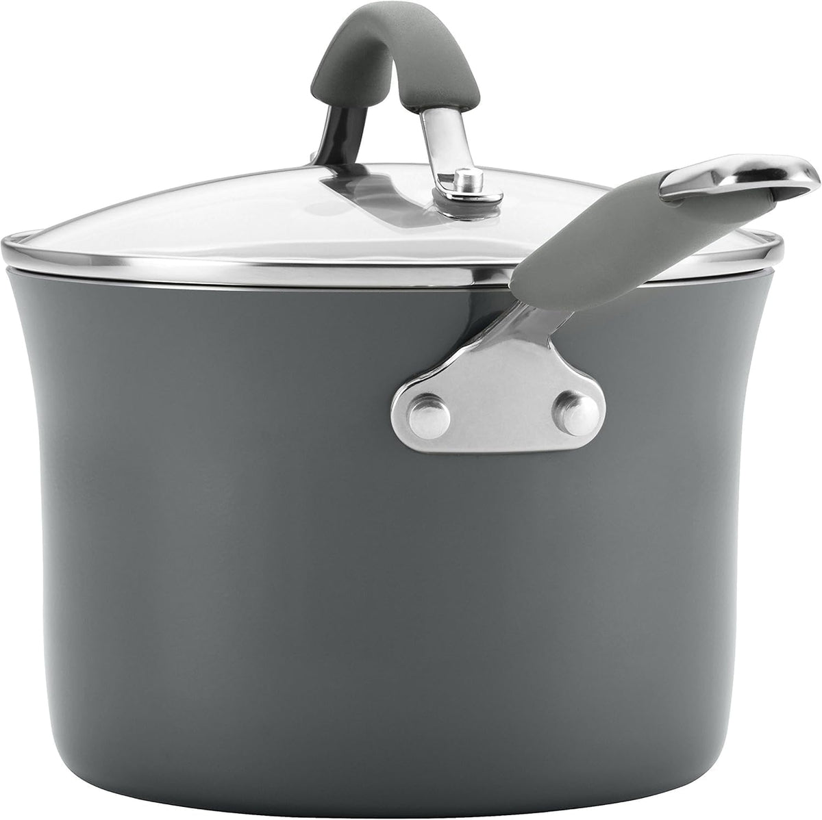 Rachael Ray Cucina Nonstick Cookware, Sea Salt Gray Pots and Pans Set, 12-Piece