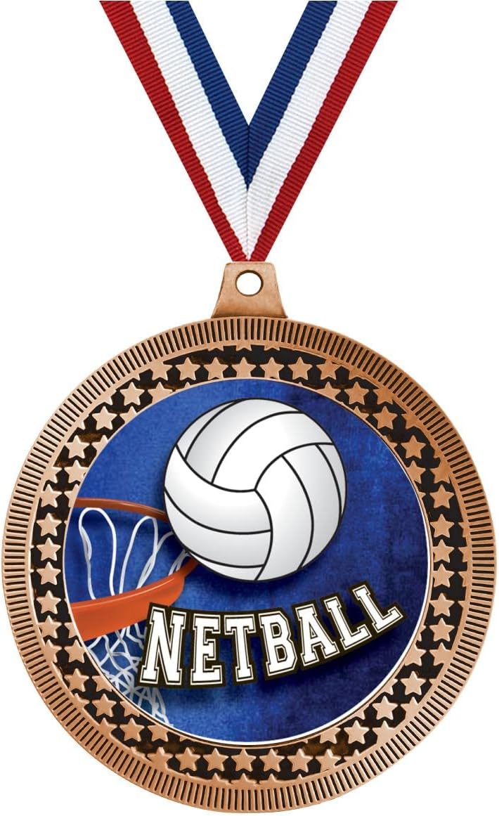 Crown Awards 2.75' Netball Award Medal, Bronze Vega Netball Team Trophy Award Includes Free Neck Ribbon