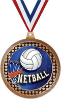 Crown Awards 2.75' Netball Award Medal, Bronze Vega Netball Team Trophy Award Includes Free Neck Ribbon