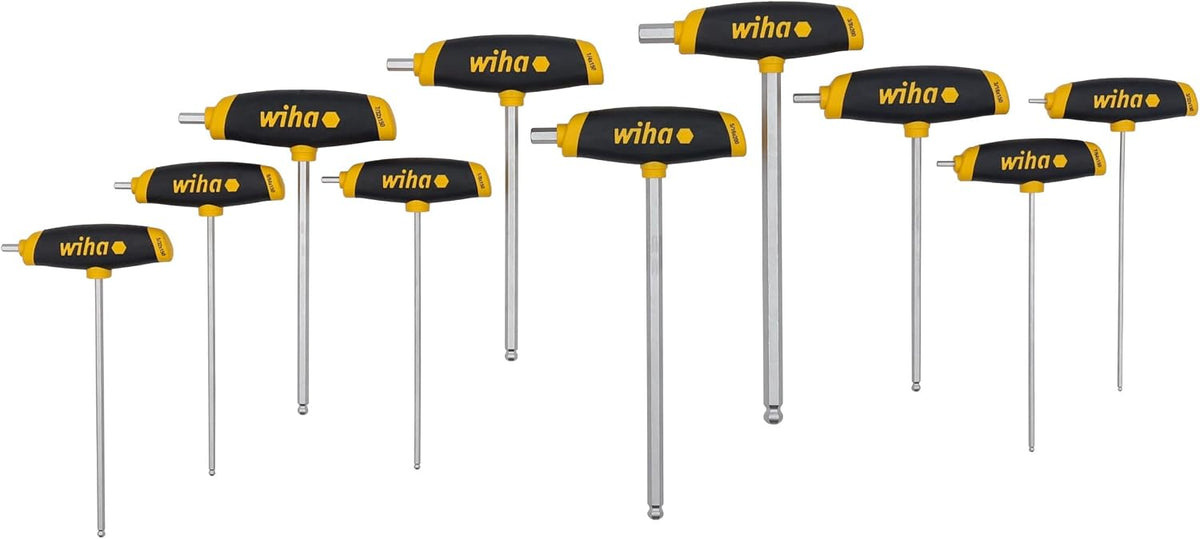 Wiha 54081 10 Piece SoftGrip Dual Drive Hex SAE T-Handle Tray Set