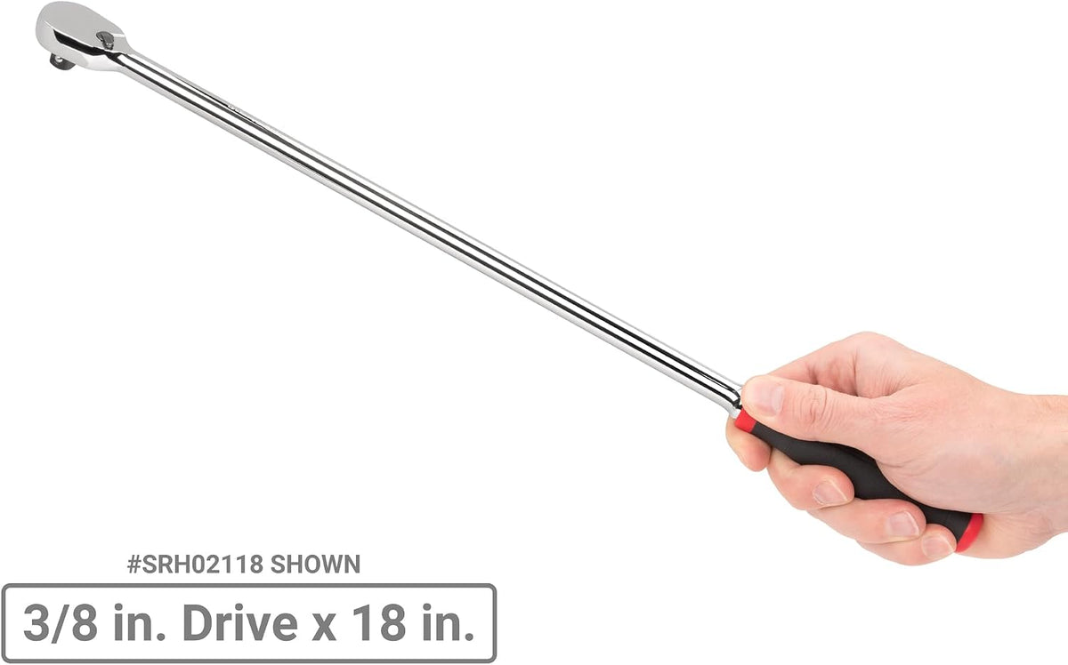 TEKTON 3/8, 1/2 Inch Drive Non-Quick-Release Comfort Grip Extra-Long Ratchet Set, 2-Piece (18, 24 in.) | SRH99006