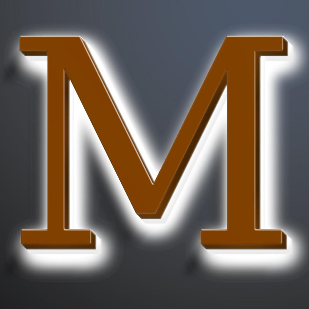 Illuminated Address Sign 16 Inch, Backlit LED Illuminated House Number For Outside, Stainless Steel Lighted Address Numbers, Modern, Trendy Signs, Brown, White Light,M