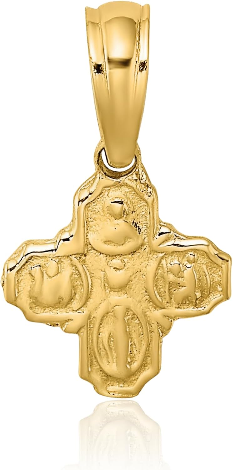 IceCarats 14K Solid Yellow Gold Small Four Way Cross Pendant Necklace 13.5mm 1/2 inch Polished For Her