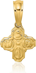 IceCarats 14K Solid Yellow Gold Small Four Way Cross Pendant Necklace 13.5mm 1/2 inch Polished For Her