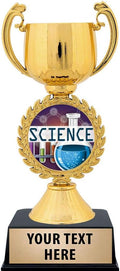Crown Awards Personalized Science Trophy, 7.25' Gold Cup Science Fair Trophies for Kids with Free Custom Engraving