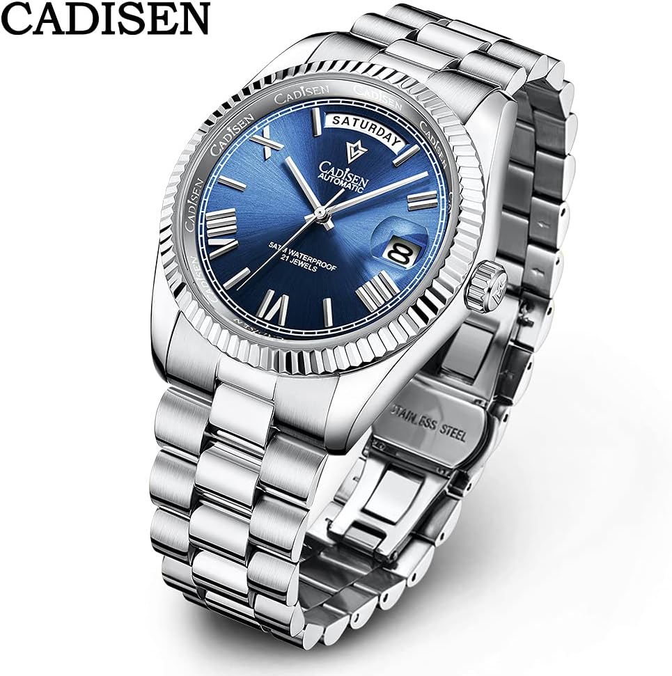 CADISEN Men's Automatic MIYOTA 8285 Mechanical Watch Casual Watches for Men Waterproof Sapphire