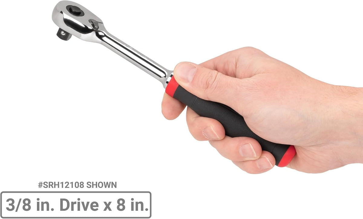 TEKTON 1/4, 3/8, 1/2 Inch Drive Quick-Release Comfort Grip Ratchet Set, 3-Piece (6, 8, 10-1/2 in.) | SRH91101