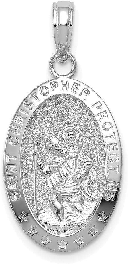 DEWBERRY 10K Real Yellow Gold Saint Christopher Medal Pendant | Patron Saint Medals | Unisex Religious Charms| St. Christopher Pendants & Charms | Protect Us Pendant for Womens Men's