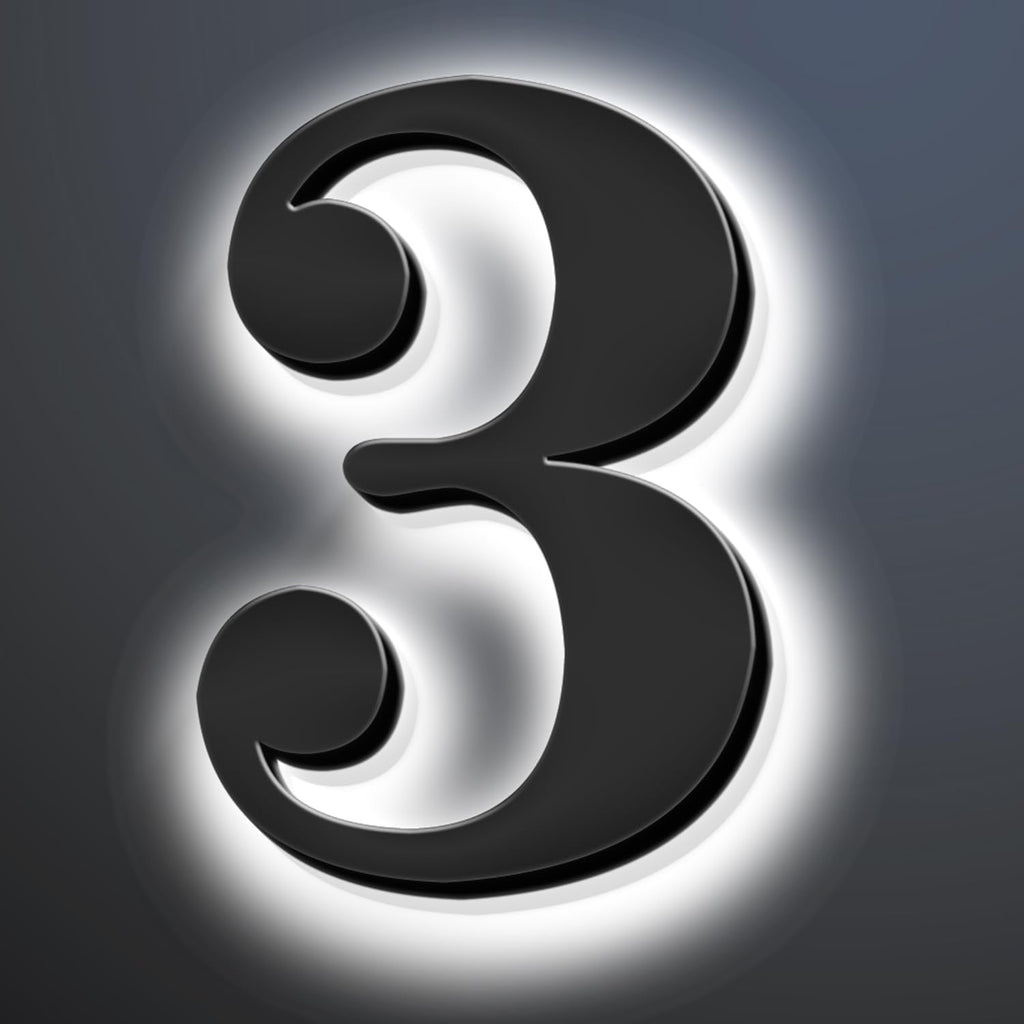 Backlit LED Illuminated House Numbers 20 Inch, Large Modern Lighted Home Address Numbers For Outside, Metal House Numbers With LED Lights, Illuminated Address Signs.