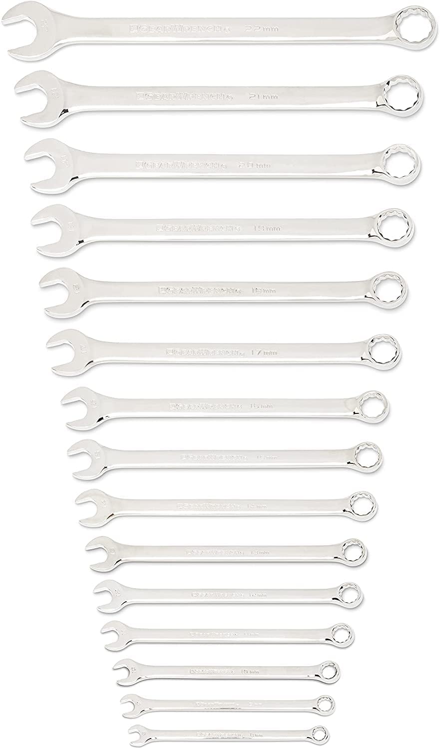GEARWRENCH 30 Piece 12 Point Long Pattern Combination SAE/Metric Wrench Set with Wrench Racks (1/4-1 in., 8-22 mm) - 81937 (Pack of 2)