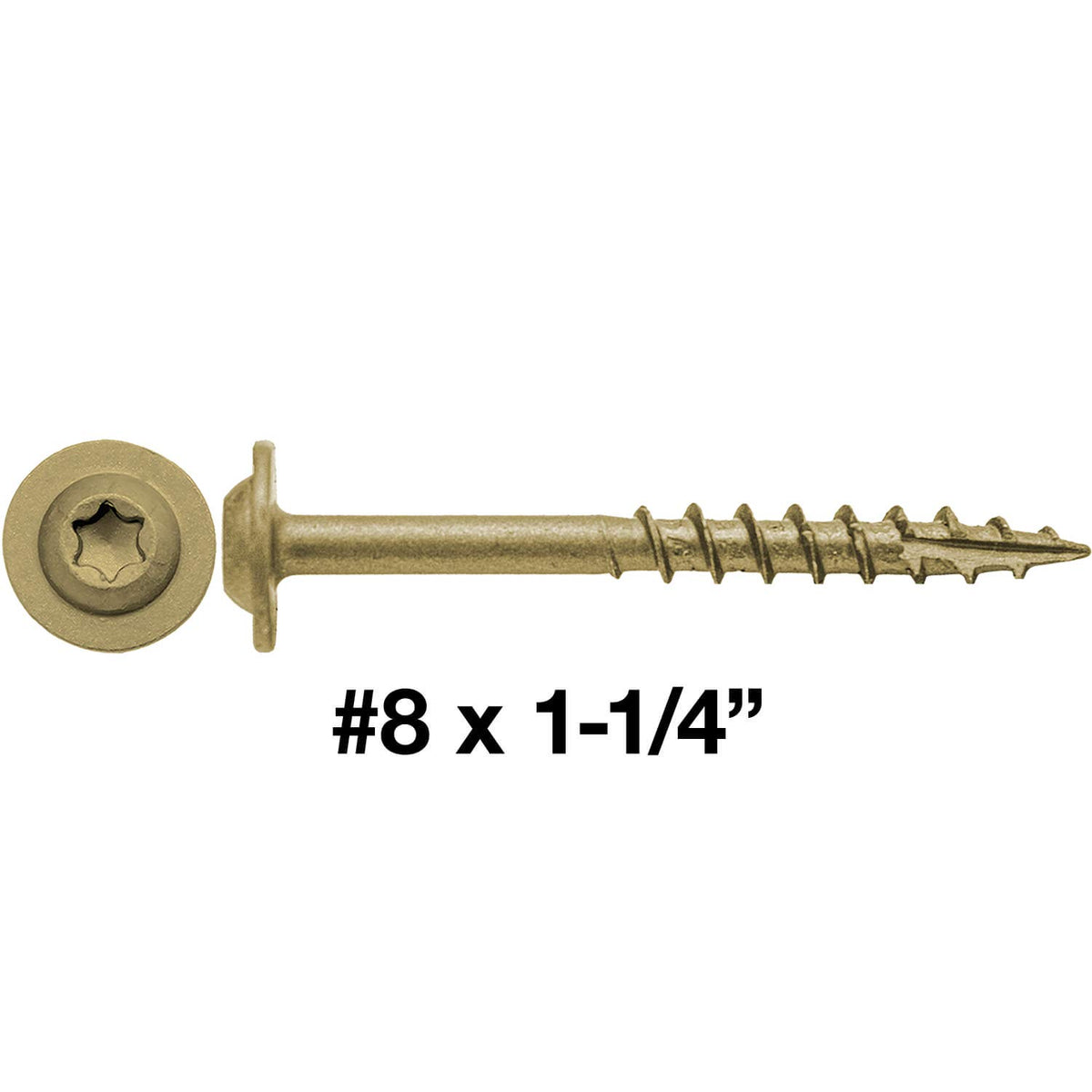 8 x 1-1/4' Bronze Star Multipurpose Torx/Star Drive Head Exterior Coated Modified Truss Head Cabinet Wood Screw - Full Box 4,000 Screws