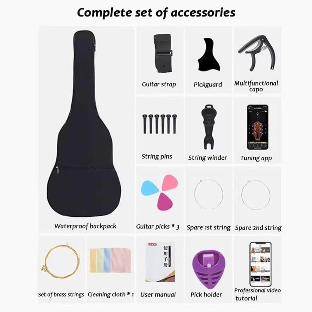 MXL&LJB Steel-String Acoustic Guitar, Full Size Cutaway Acustica Guitarra Bundle Kit for Adults & Players(Retro)